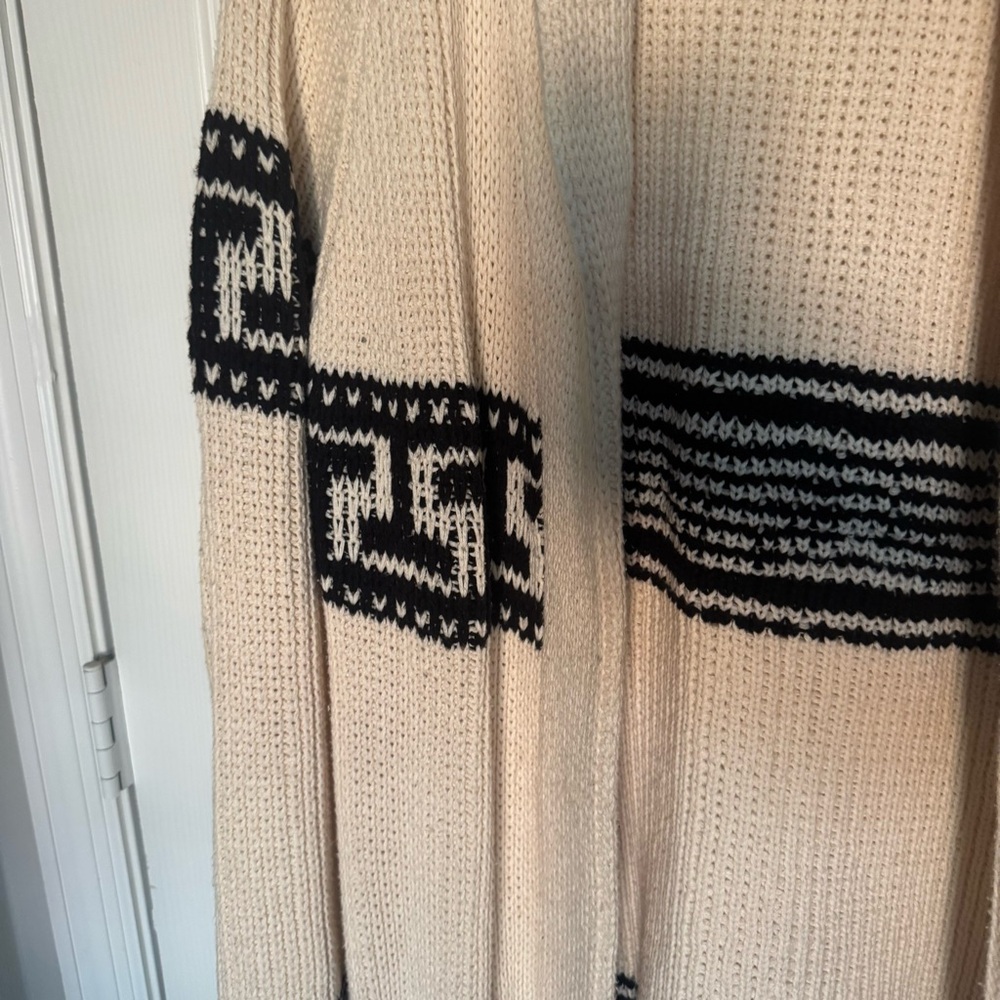 La Hearts Cream and Black Patterned Cardigan - Picture 2 of 3